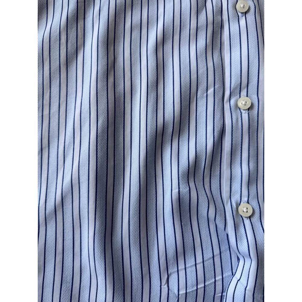 Perry Ellis Men’s Medium Blue Stripe Long Sleeve Button Up Shirt - Picture 2 of 6